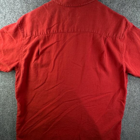 Orvis Hemp Tencel Blend Mens Short Sleeve Button Up Shirt Large Orange Red - Picture 11 of 11